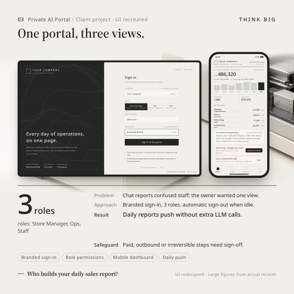 Enterprise knowledge Q&A interface — AI answers from company documents with source citation