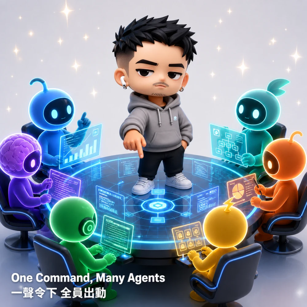 全 Agent 串接 — Think BIG! AI 助理服務示意圖